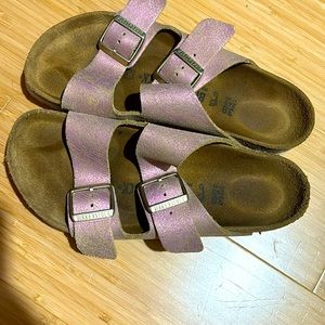 BIRKENSTOCK Arizona Washed Metallic Pink Suede 38